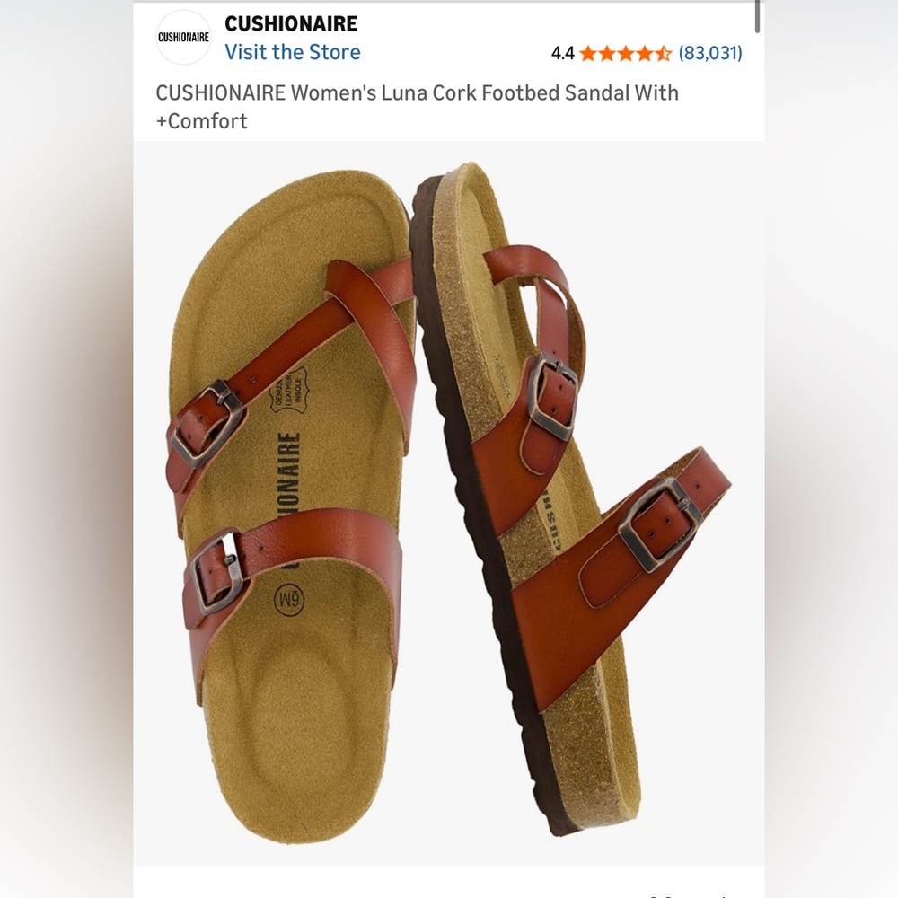 Cushionaire Luna Cork Footbed Sandal - Genuine Suede